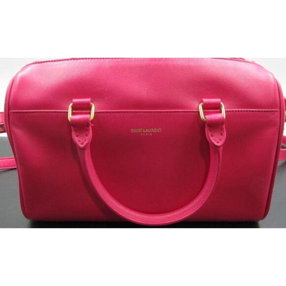 Authentic Yves Saint Laurent Pink Calfskin Leather Baby Duffle Crossbody